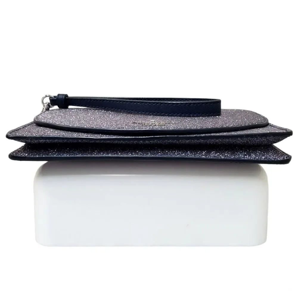 KATE SPADE NY Glitter Slim Wallet Wristlet Clutch Snap Closure